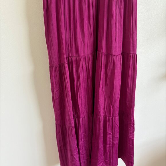 Anthropologie En Saison Flutter Puff Sleeve Maxi Dress Raspberry NWT Size XL - Picture 4 of 11